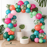 Tropical Balloon Arch Kit, Hot Pink Green Palm Leaf Balloons, Luau Party Decor