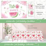 Watermelon Two Sweet Birthday Party Kit, Pink Green Balloons, Backdrop, Crown
