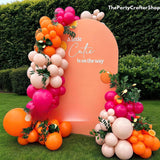 Hot Pink Orange Balloon Garland Kit, Tropical Arch, Lemon Birthday Party Decor