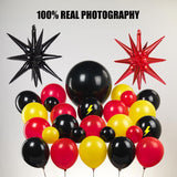 Red Yellow Black Balloon Garland Kit, Superhero Lightning Starburst Foils, Birthday Party Decor