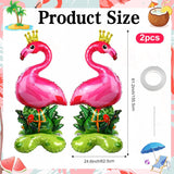 Giant Pink Flamingo Mylar Balloons, Tropical Luau Party Decor (Set of 2)