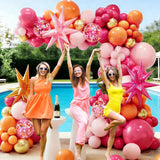 Pink Orange Balloon Arch Kit | Hot Pink Gold Confetti Star Balloons, Summer Party Decor