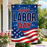 Happy Labor Day USA Flag, Double Sided Polyester Yard Decor