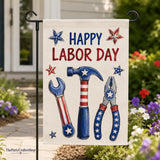 Happy Labor Day Garden Flag, Patriotic Tools USA Outdoor Decor (12x18)