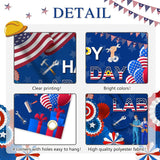 Happy Labor Day Patriotic Banner, Polyester Fabric Backdrop, 6x3.6ft Wall Decor