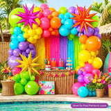 Tropical Balloon Garland Kit | Rainbow Luau Party Decor, Aloha Birthday Pool Party