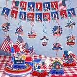 Happy Labor Day Decorations Set, Patriotic Banners, Swirls, Centerpieces, Red White Blue Party Decor