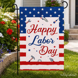 Happy Labor Day Garden Flag, Patriotic Tools, Stars Stripes (12x18)