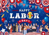 Happy Labor Day Backdrop Banner, Patriotic Worker Celebration Photo Background (7x5FT)