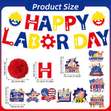 Patriotic Labor Day Party Decorations, American Banner Swirls Pom Poms Honeycomb Centerpieces