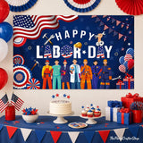 Labor Day Worker Celebration Backdrop, Patriotic Party Photo Background (71x43 Inch)