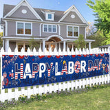 Happy Labor Day Banner, Patriotic American Flag Workers Theme Yard Sign