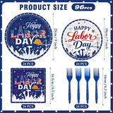 Labor Day Patriotic Tableware Set, Red White Blue Plates Napkins Forks (Serves 24)
