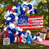 Labor Day Balloon Garland Kit, Red White Blue Arch, USA Foil Letters (124 Piece)
