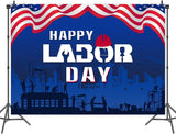 Happy Labor Day Backdrop, American Flag Construction Scene Photography Background