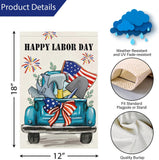 Happy Labor Day Garden Flag, Double Sided Burlap Truck Tools Yard Banner