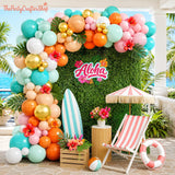 Tropical Balloon Arch Kit | Hawaiian Luau Garland, Flamingo Beach Party Decor