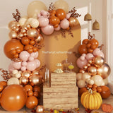 Fall Balloon Arch Kit, Orange Pink Ivory Metallic Garland, Autumn Baby Shower Birthday Decor