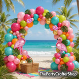 Tropical Flamingo Balloon Arch Kit | Luau Party Decorations, Pearl Pink Teal Balloons