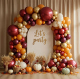 Burgundy Burnt Orange Balloon Arch Kit, Retro Boho Fall Garland, Metallic Gold Cream Thanksgiving Baby Shower Birthday Decor