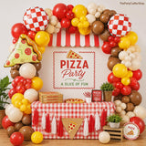 Pizza Balloon Garland Arch Kit | Red, Yellow, Brown, White Foil Balloons