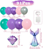 Mermaid Balloon Arch Kit | Pastel Pink Purple Green Garland, Tail Seashell Balloons (Birthday Party)