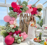 Hot Pink Sage Green Balloon Arch Kit | Double Stuffed Magenta Olive Ivory Balloons
