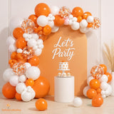 131PCS Orange White Balloon Arch Kit, Confetti Balloon Garland, Orange Graduation Birthday Party Decorations
