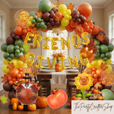 Friendsgiving Balloon Garland Arch Kit, Pumpkin Fall Leaves Foil Balloons, Autumn Harvest Birthday Thanksgiving Party Decor