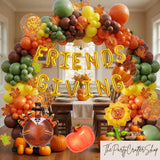 Friendsgiving Balloon Garland Arch Kit, Pumpkin Fall Leaves Foil Balloons, Autumn Harvest Birthday Thanksgiving Party Decor