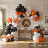 136PCS Black Orange White Balloon Garland Kit, Autumn Balloon Arch, Birthday Graduation Party Decorations