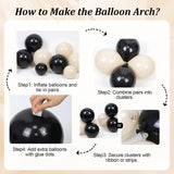155pc Black White Balloon Arch Kit | Coquette Wedding Bridal Shower Birthday Party Decorations