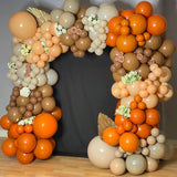 150PCS Orange Brown Balloon Arch Kit, Nude Metallic Gold Garland, Boho Little Pumpkin Baby Shower Fall Thanksgiving Wedding Decor