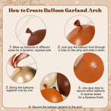 139PCS Fall Balloon Arch Garland Kit, Burnt Orange Brown Gold Sand White Balloons, Harvest Baby Shower Wedding Birthday Party Decor