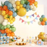 Retro Boho Balloon Garland Kit, Dusty Blue Burnt Orange Yellow Ivory, Baby Shower Decor