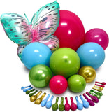 Tropical Butterfly Balloon Arch Kit | Hot Pink Blue Gold Garland for Luau Party Decor