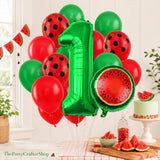 Watermelon Number 1 Balloon Set | Fruit, Red, Green Latex Party Decor
