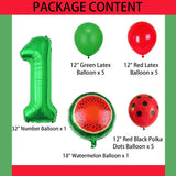 Watermelon Number 1 Balloon Set | Fruit, Red, Green Latex Party Decor