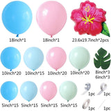 Tropical Balloon Arch Kit | Pink, Blue, Mist Green Hibiscus Party Decor