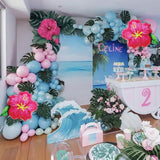 Tropical Balloon Arch Kit | Pink, Blue, Mist Green Hibiscus Party Decor