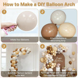 Boho Brown White Balloon Garland Kit 167PCS, Cocoa Dusty Gray Nude Sand Balloons, Neutral Baby Shower Birthday Wedding Party Decor