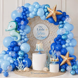 140pc Under the Sea Balloon Arch Kit | Blue Ocean Garland with Seahorse and Starfish Balloons for Summer Beach Party Decor