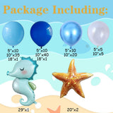 140pc Under the Sea Balloon Arch Kit | Blue Ocean Garland with Seahorse and Starfish Balloons for Summer Beach Party Decor