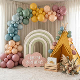 Boho Rainbow Balloon Set | Dusty Blue Blush Pink Sage Green Yellow Nude Balloons for Baby Shower Safari Birthday Party