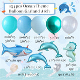 Under the Sea Balloon Arch Kit | Ocean Birthday Party Decorations with Blue Bubble Balloons, Dolphin Shark and Seahorse Foil Balloons