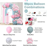 Dusty Blue Pink Cat Paw Balloon Arch Kit | Birthday, Baby Shower, Wedding Party Decor