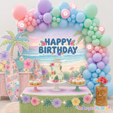 Pastel Tropical Beach Balloon Arch Kit | Hawaiian Flower Balloons, Luau Backdrop