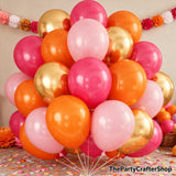 60pc Sunset Fiesta Balloon Set | Hot Pink, Orange, Gold Party Decor