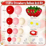 Strawberry Balloon Arch Kit | Red Pink Daisy Garland for Berry First Birthday Party Decor