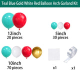 Red Teal Gold Balloon Arch Kit | Wedding Birthday Party Decor
